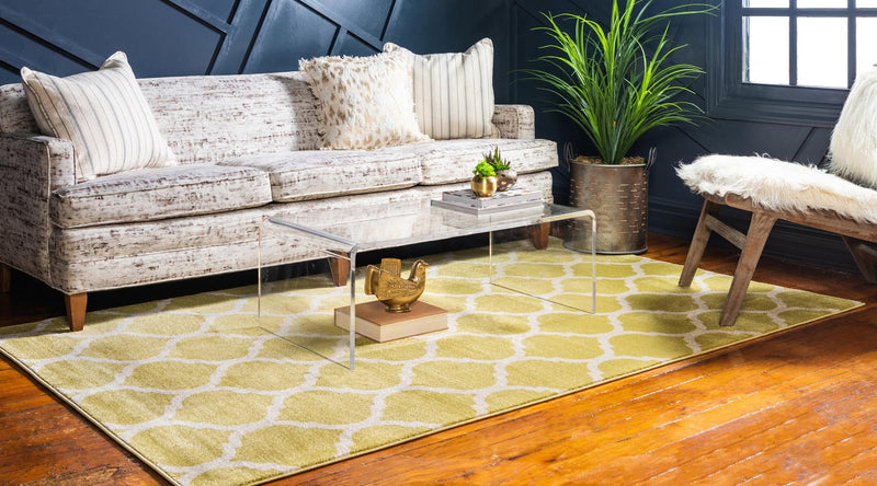 Lattice Gardens Collection Area Rug -  Bloomfield (Olive) Rectangular Olive  lifestyle 17