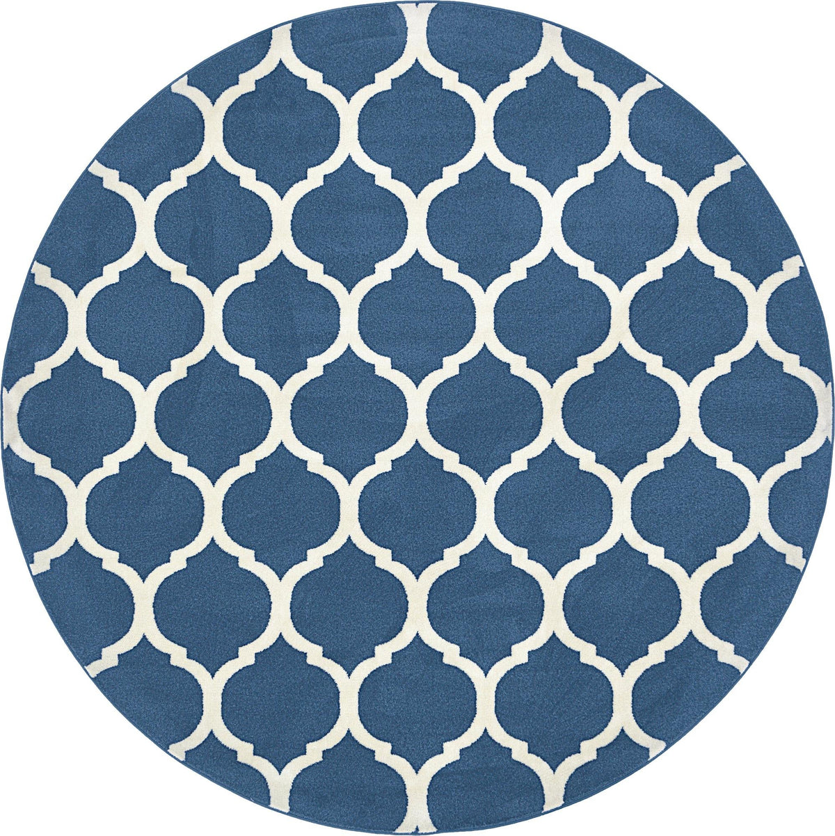 Lattice Gardens Collection Area Rug -  Bloomfield (Navy Blue) Round Navy Blue  lifestyle 15