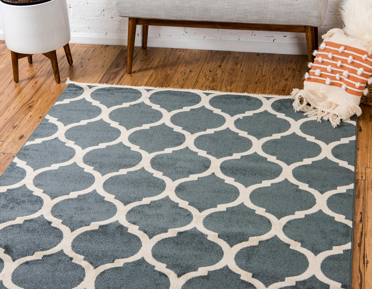 Lattice Gardens Collection Area Rug -  Bloomfield (Navy Blue) Rectangle Navy Blue  lifestyle 7