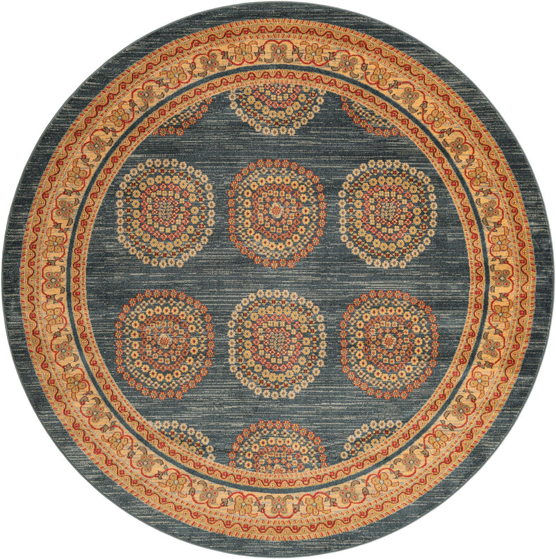 Zagros Oasis Collection Area Rug -  Gilan-e Gharb Round Blue  lifestyle 15