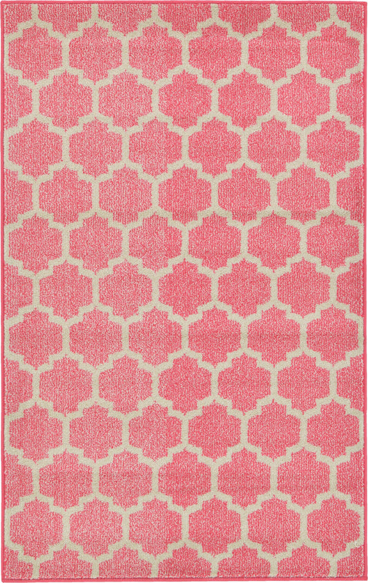 Lattice Gardens Collection Area Rug -  Bloomfield (Pink) Rectangle Pink Main