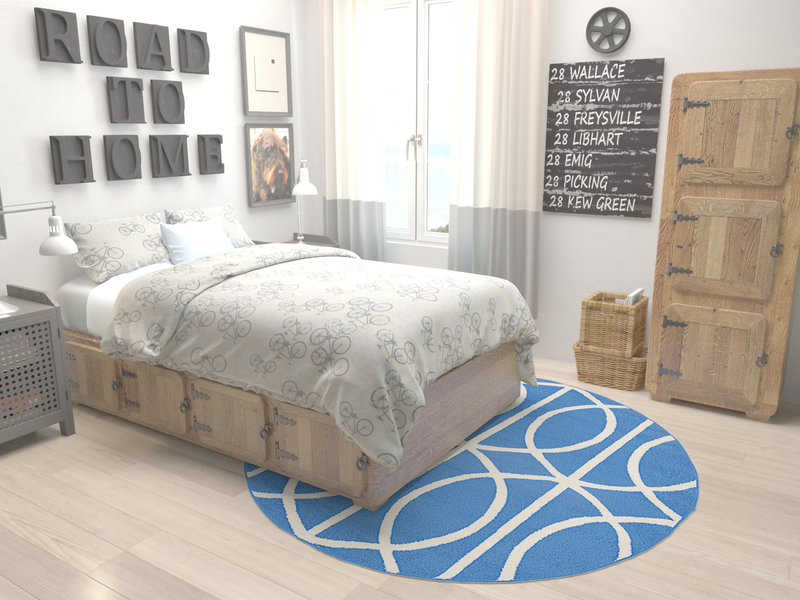 Lattice Gardens Collection Area Rug -  Berriedale Round Blue  lifestyle 2