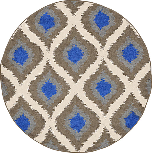 Lattice Gardens Collection Area Rug -  Arboreal Round Ivory Main
