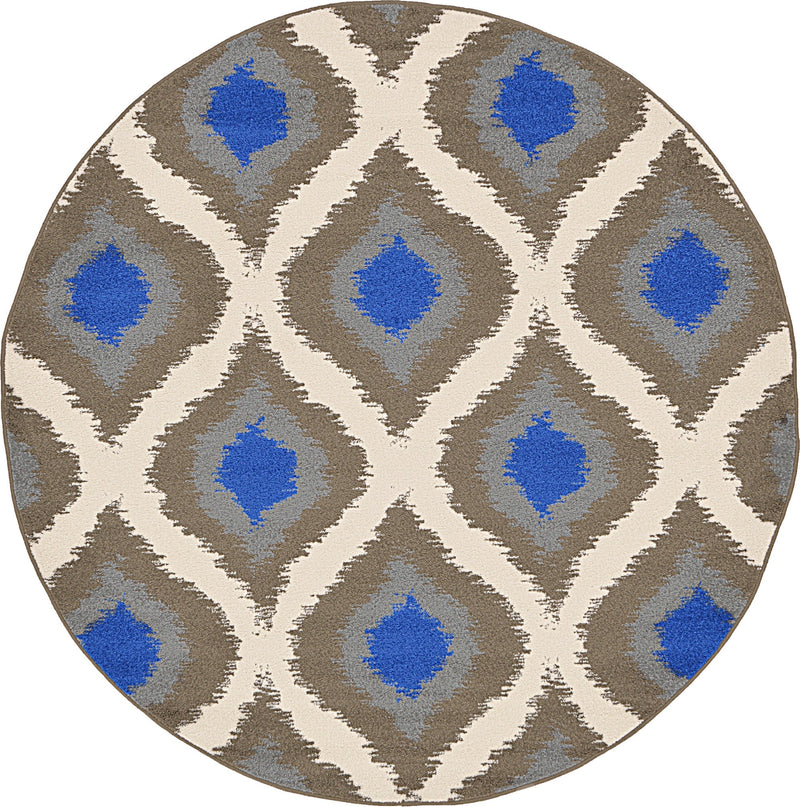 Lattice Gardens Collection Area Rug -  Arboreal Round Ivory Main