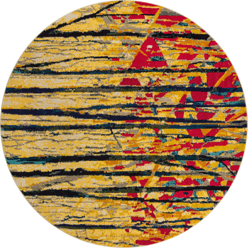 Marrakesh Elegance Collection Area Rug -  Taddert Round Yellow Main