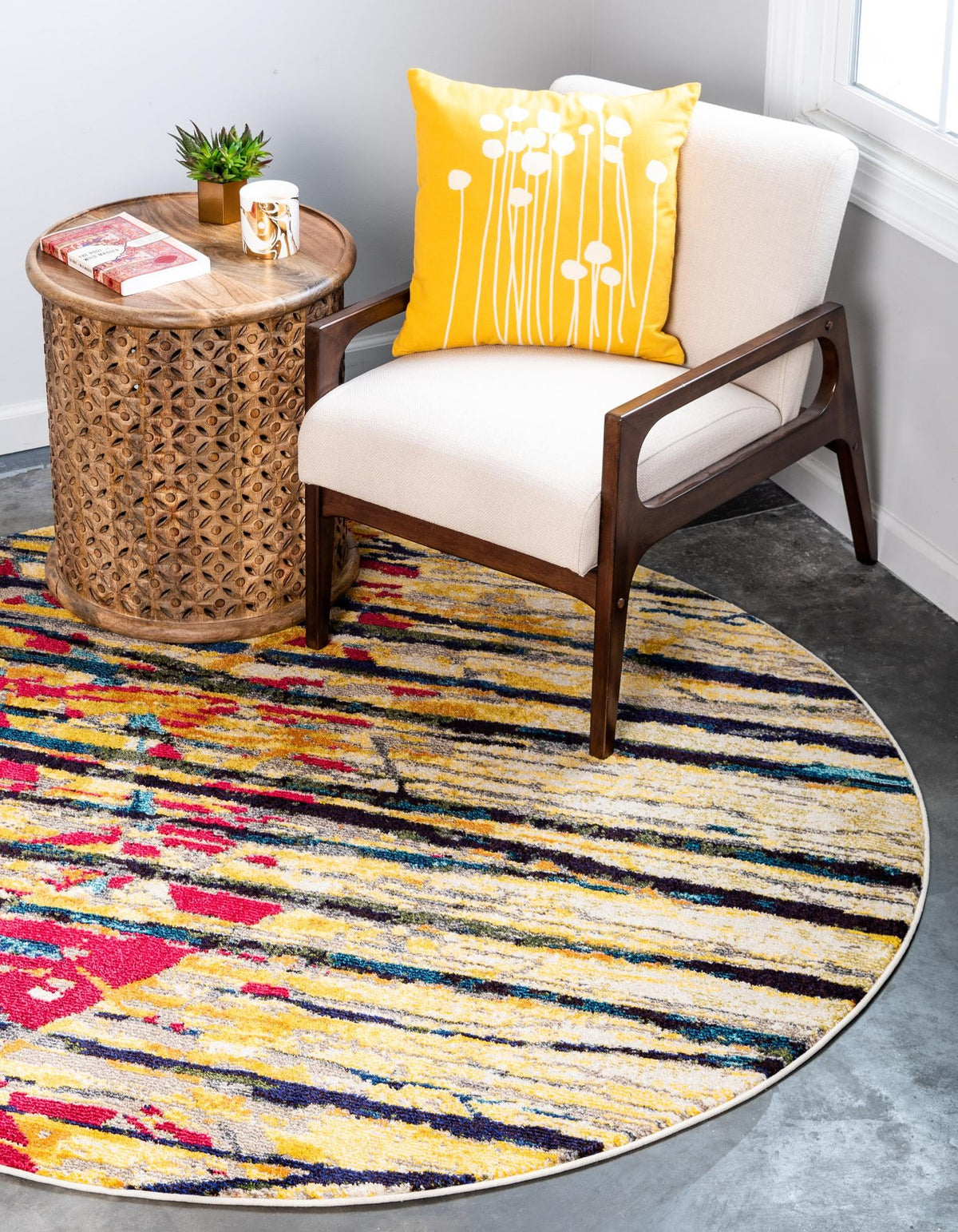 Marrakesh Elegance Collection Area Rug -  Taddert Round Yellow  lifestyle 2