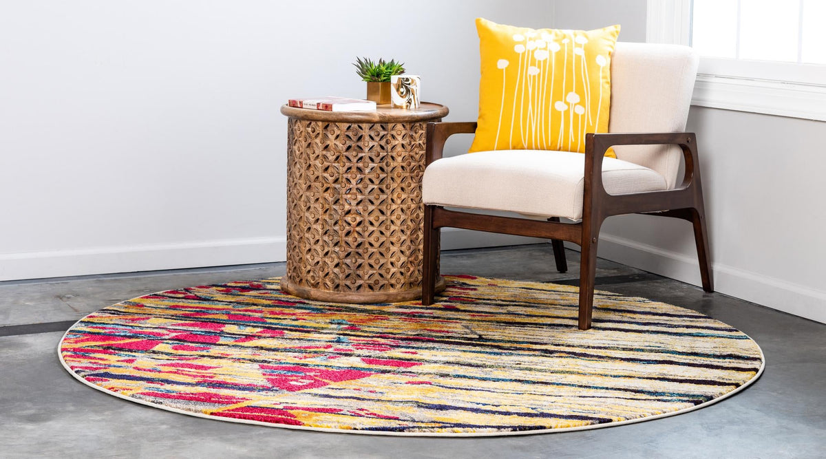 Marrakesh Elegance Collection Area Rug -  Taddert Round Yellow  lifestyle 3