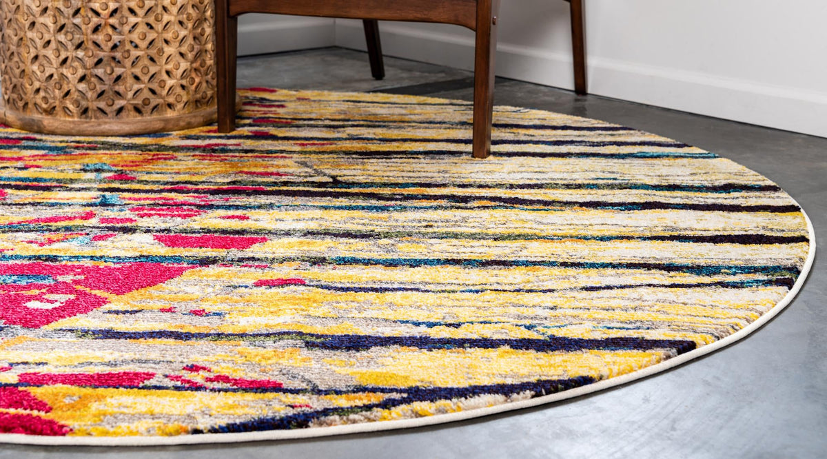 Marrakesh Elegance Collection Area Rug -  Taddert Round Yellow  lifestyle 4