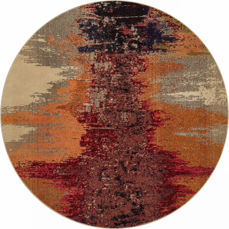 Marrakesh Elegance Collection Area Rug -  Guemar Round Orange  lifestyle 14