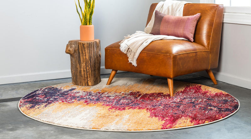 Marrakesh Elegance Collection Area Rug -  Guemar Round Orange  lifestyle 20