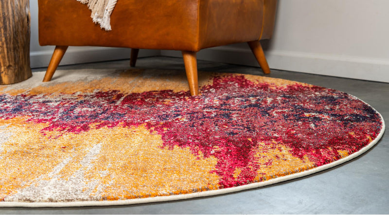 Marrakesh Elegance Collection Area Rug -  Guemar Round Orange  lifestyle 23