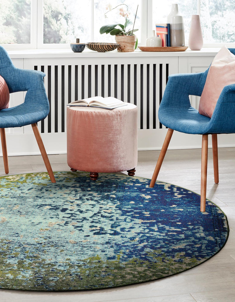 Marrakesh Elegance Collection Area Rug -  Boujad Round Blue  lifestyle 30