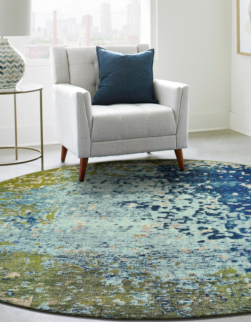 Marrakesh Elegance Collection Area Rug -  Boujad Round Blue  lifestyle 36