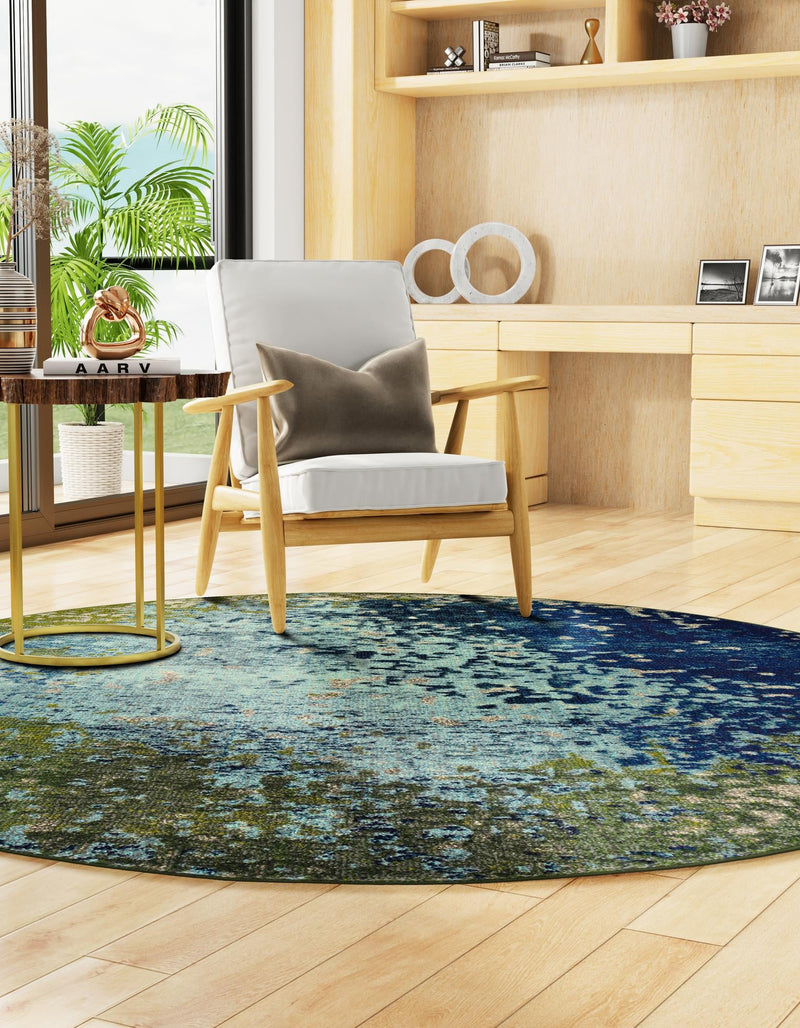 Marrakesh Elegance Collection Area Rug -  Boujad Round Blue  lifestyle 42