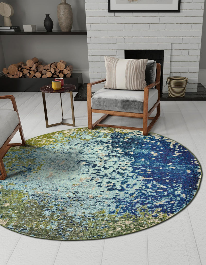 Marrakesh Elegance Collection Area Rug -  Boujad Round Blue  lifestyle 48