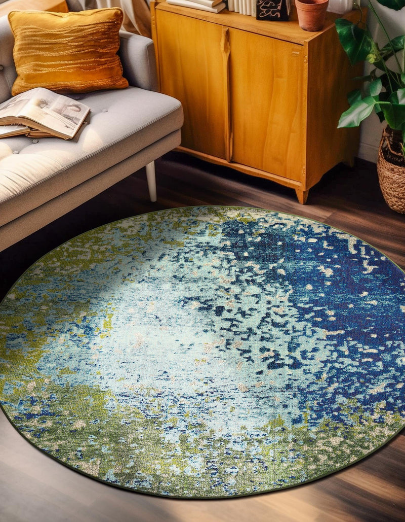 Marrakesh Elegance Collection Area Rug -  Boujad Round Blue  lifestyle 54