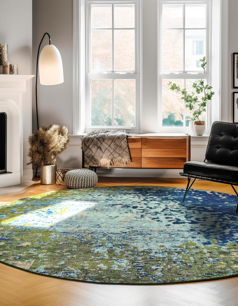 Marrakesh Elegance Collection Area Rug -  Boujad Round Blue  lifestyle 60
