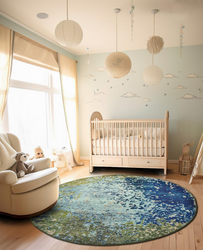 Marrakesh Elegance Collection Area Rug -  Boujad Round Blue  lifestyle 72