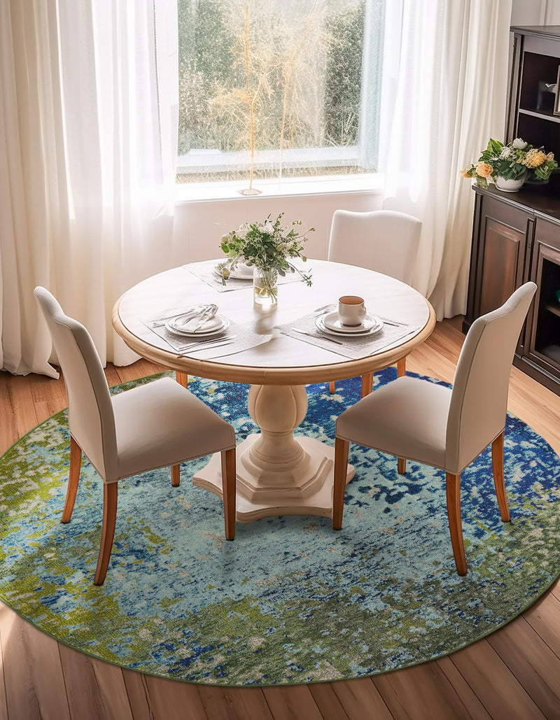 Marrakesh Elegance Collection Area Rug -  Boujad Round Blue  lifestyle 78