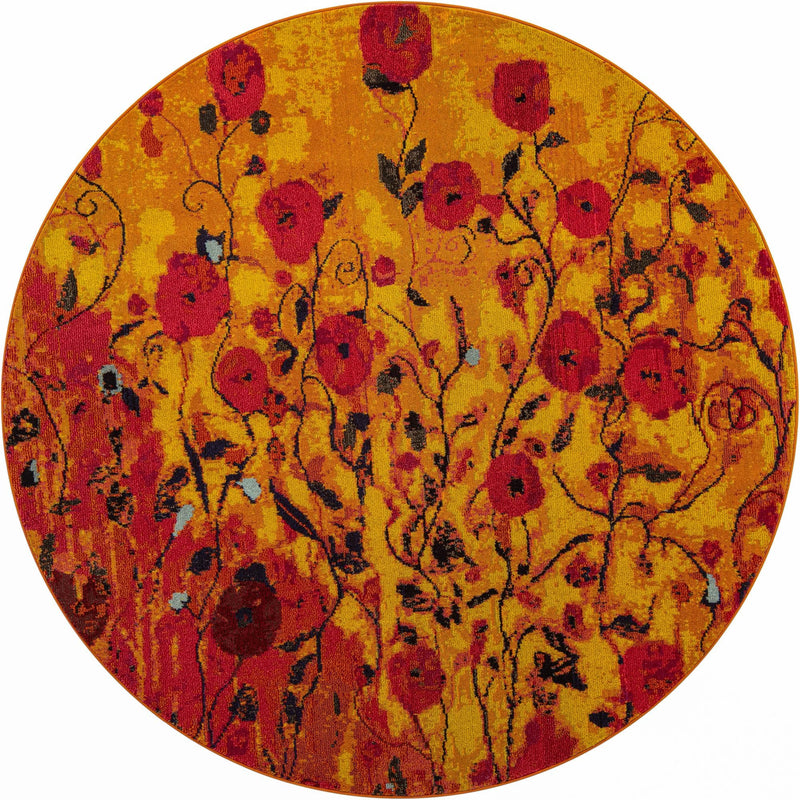Marrakesh Elegance Collection Area Rug -  Guercif Round Yellow  lifestyle 11