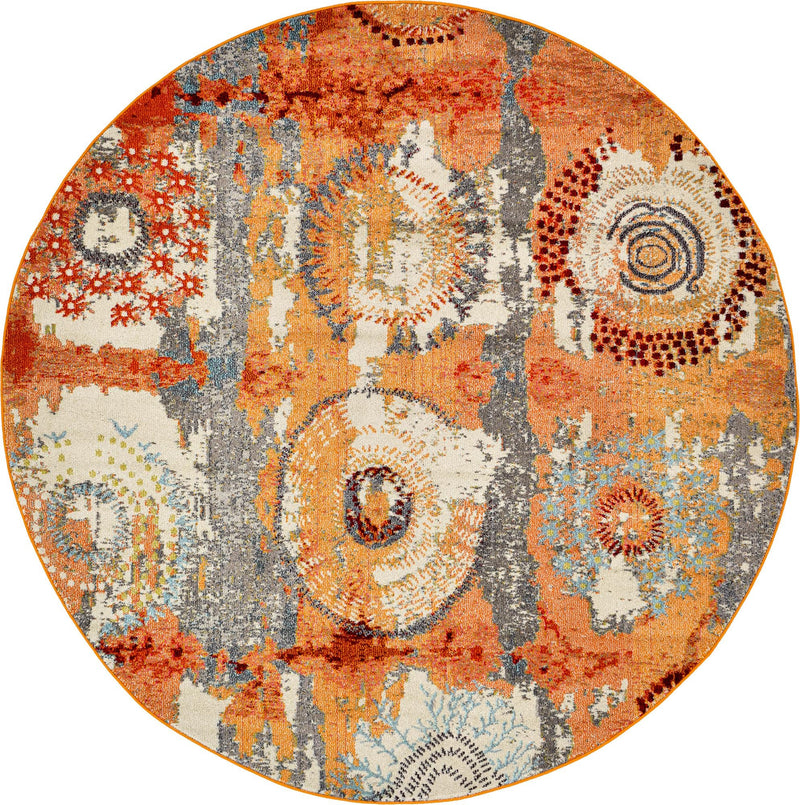 Marrakesh Elegance Collection Area Rug -  Goulmima Round Orange  lifestyle 29