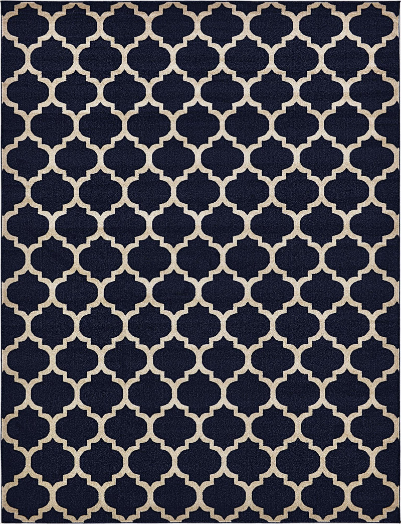 Lattice Gardens Collection Area Rug -  Bloomfield (Dark Blue) Rectangle Dark Blue  lifestyle 3