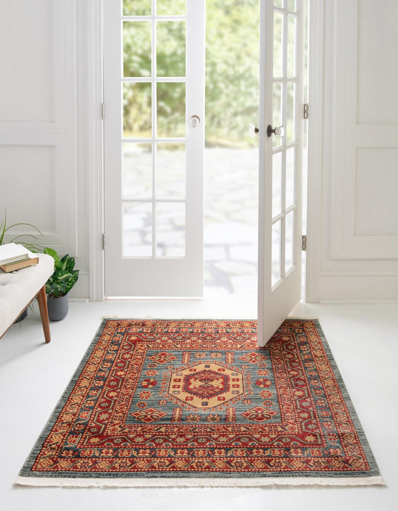 Persian Elegance Collection Area Rug -  Bushehr Square Light Blue  lifestyle 10