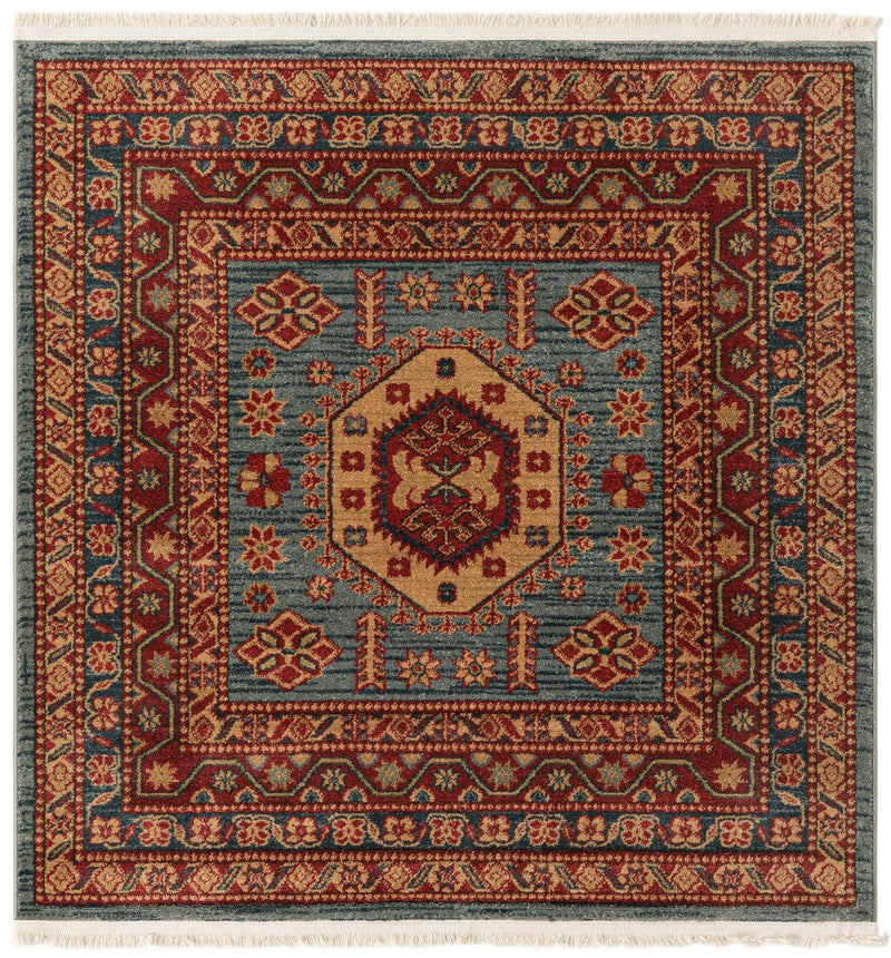 Persian Elegance Collection Area Rug -  Bushehr Square Light Blue  lifestyle 6