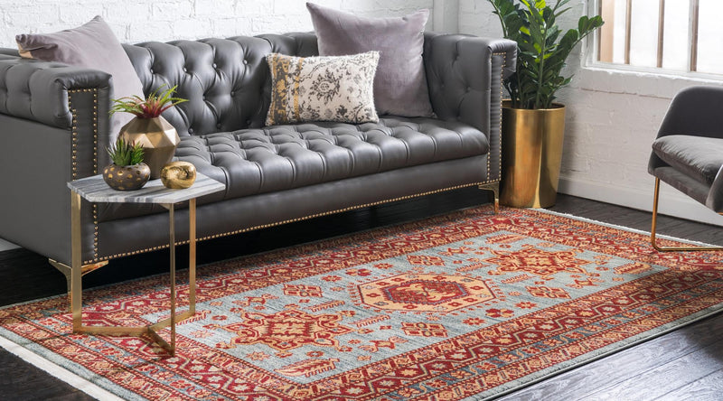 Persian Elegance Collection Area Rug -  Bushehr Rectangular Light Blue  lifestyle 17