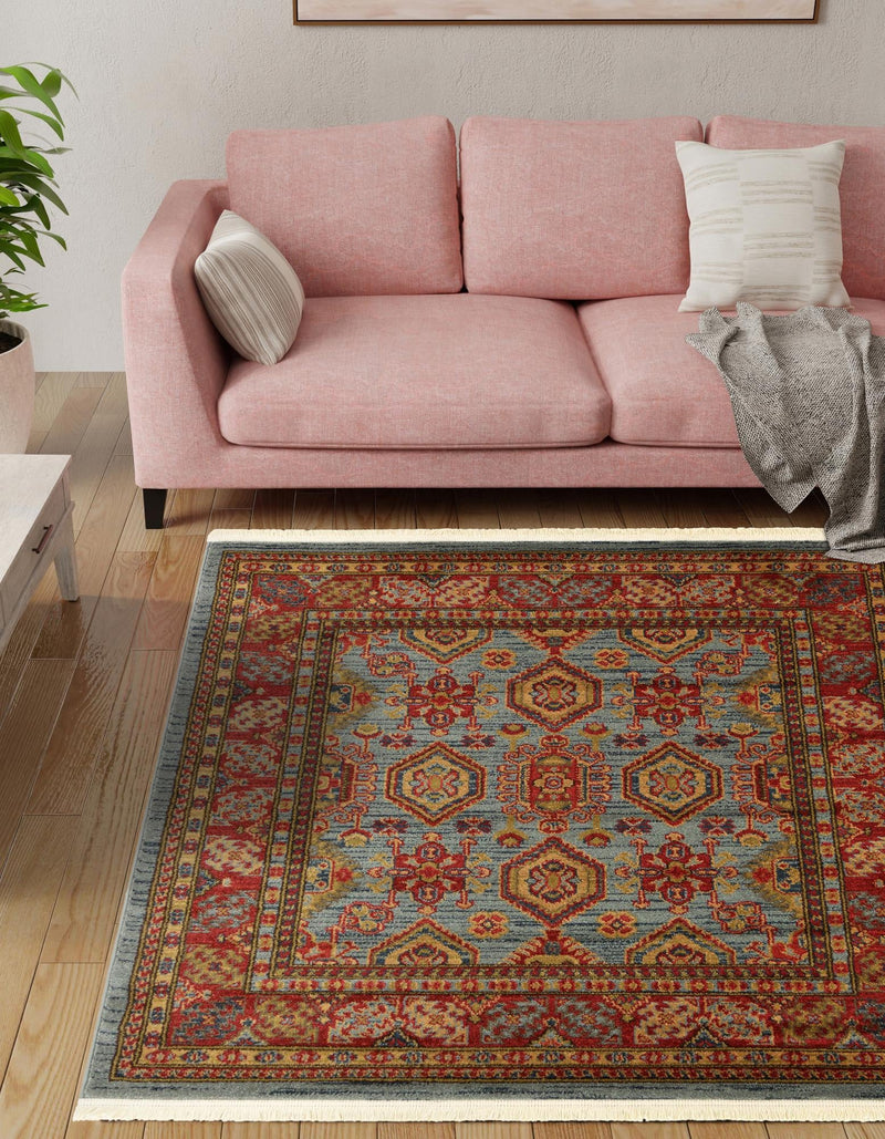 Persian Elegance Collection Area Rug -  Nain Square Light Blue  lifestyle 41