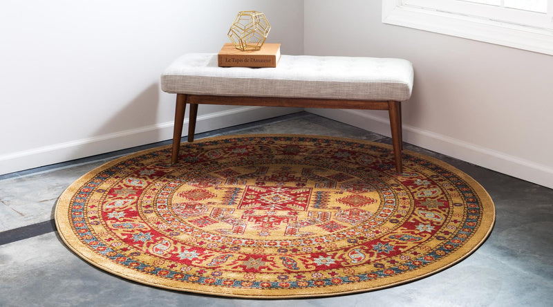 Persian Elegance Collection Area Rug -  Arak Round Beige  lifestyle 23