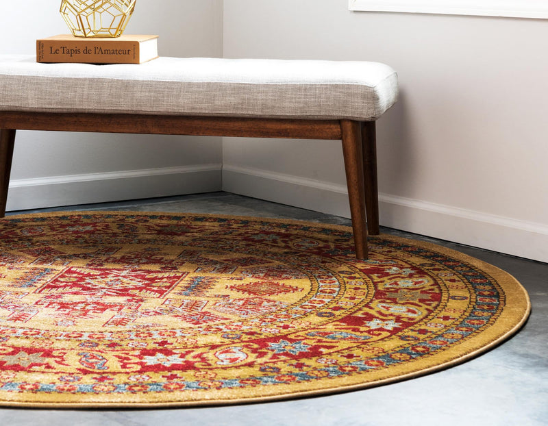 Persian Elegance Collection Area Rug -  Arak Round Beige  lifestyle 26
