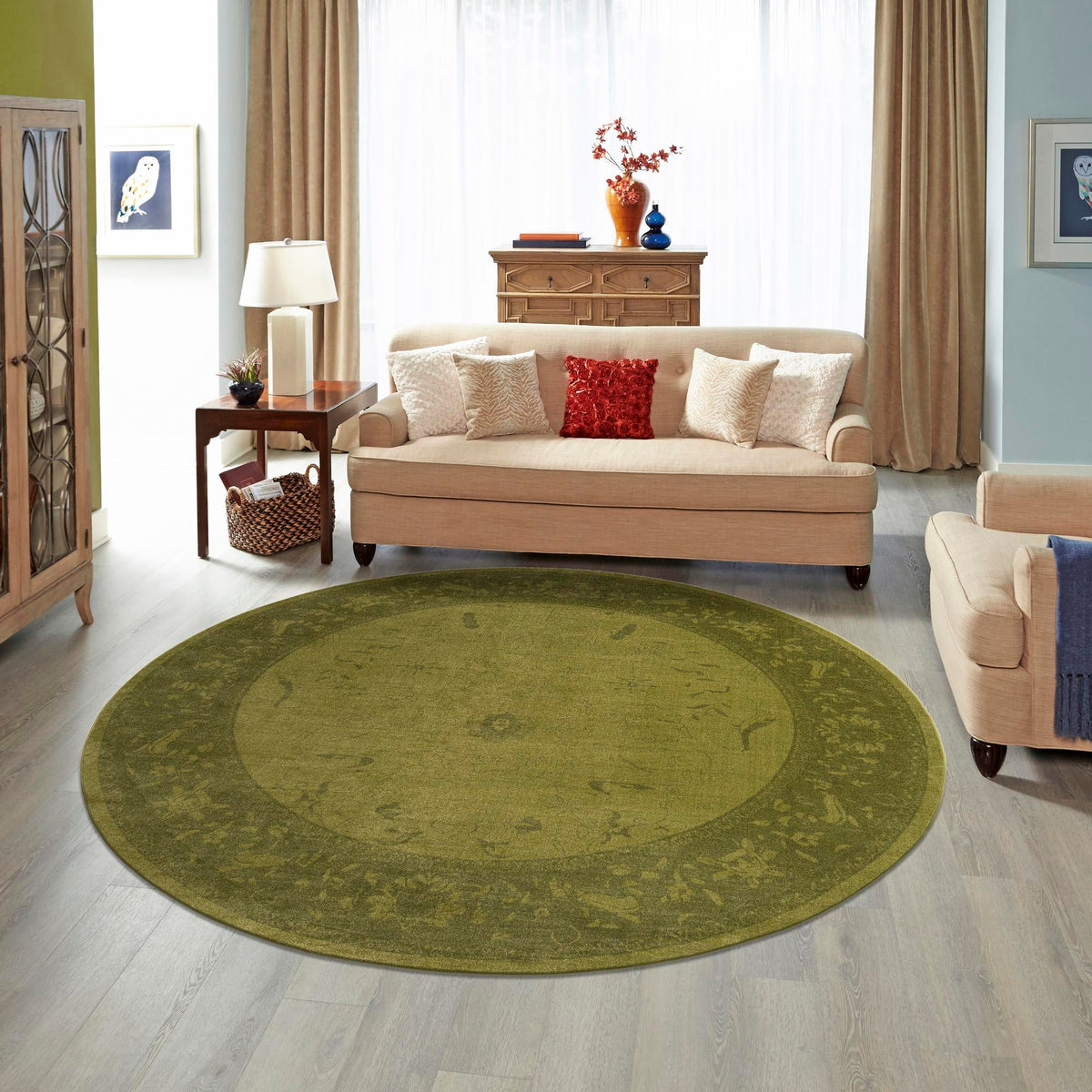 Horizon Collection Area Rug -  Apex (Green) Round Green  lifestyle 40
