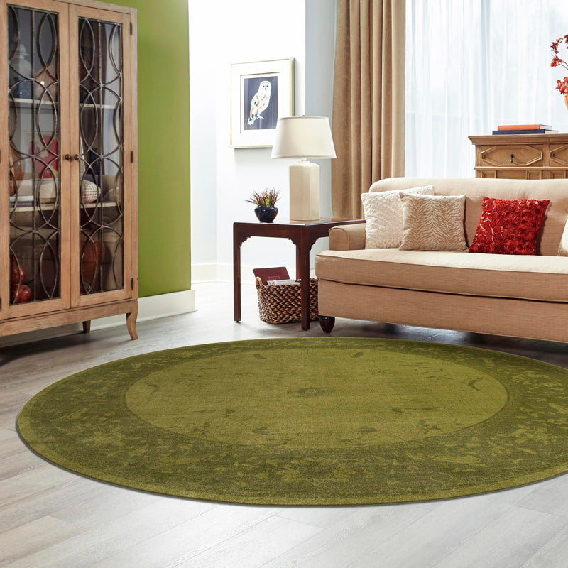 Horizon Collection Area Rug -  Apex (Green) Round Green  lifestyle 42
