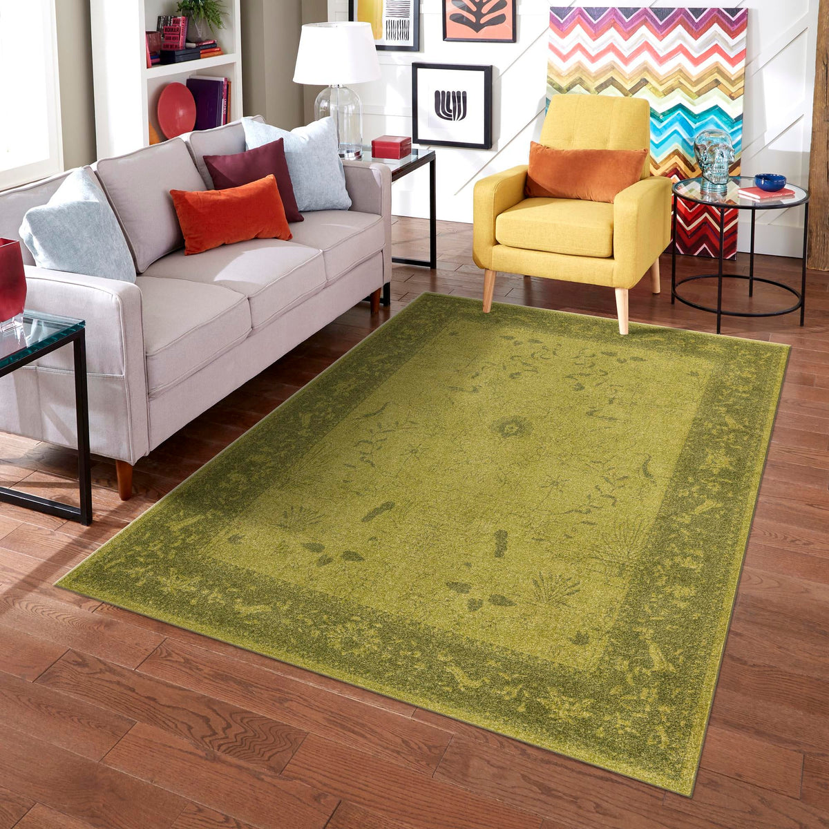 Horizon Collection Area Rug -  Apex (Green) Rectangle Green  lifestyle 14