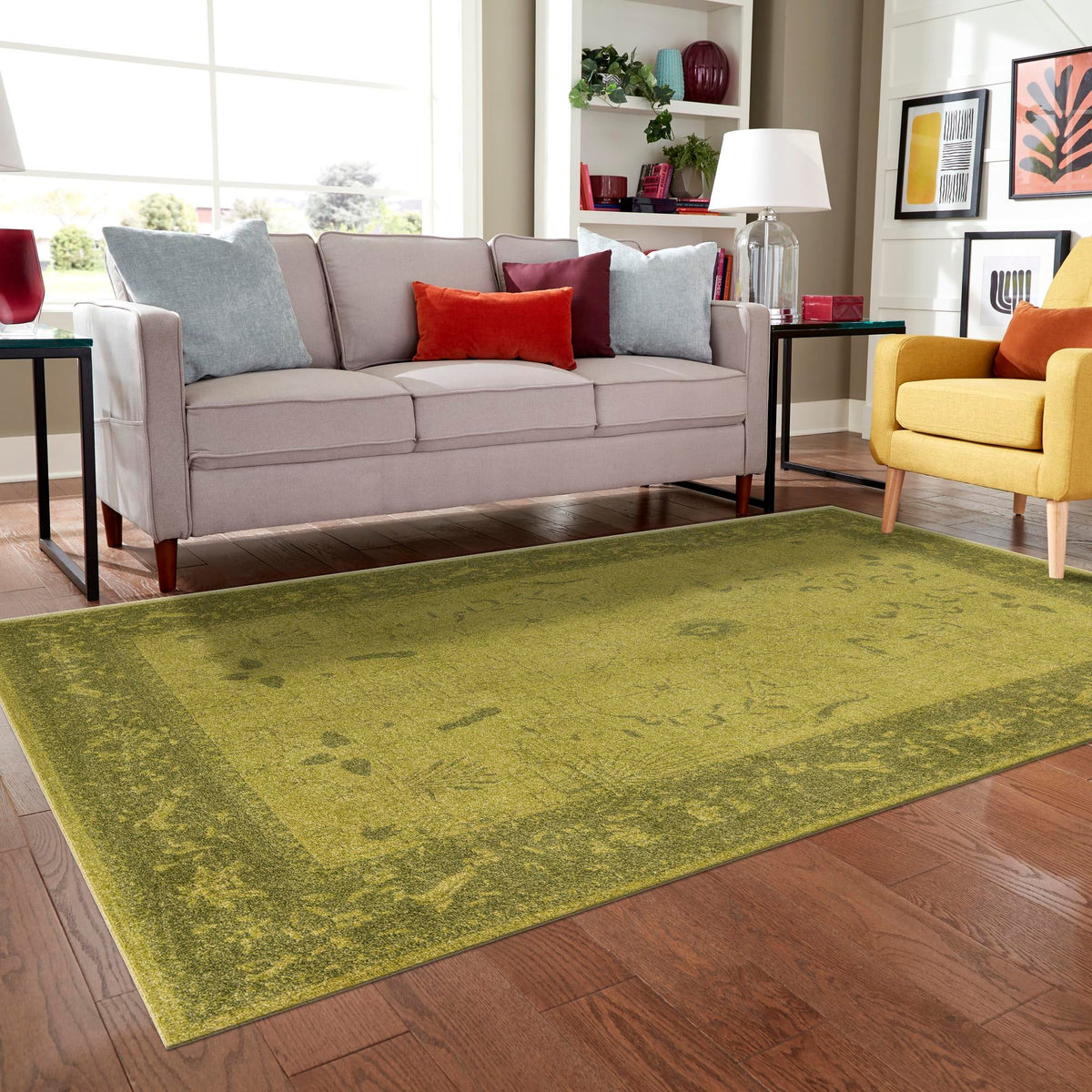 Horizon Collection Area Rug -  Apex (Green) Rectangle Green  lifestyle 15