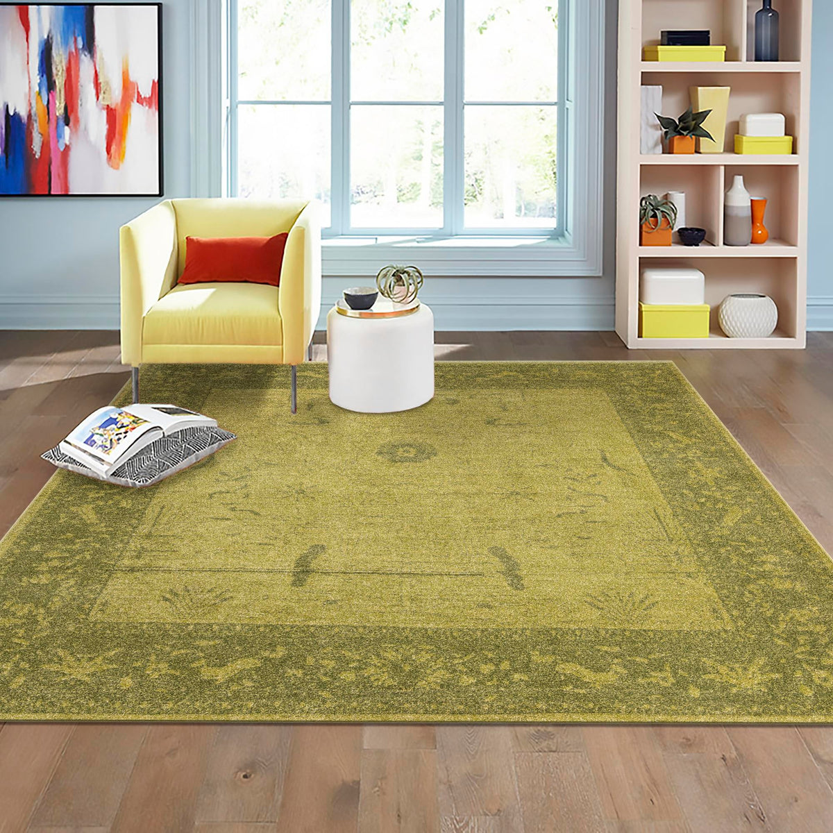 Horizon Collection Area Rug -  Apex (Green) Square Green  lifestyle 43