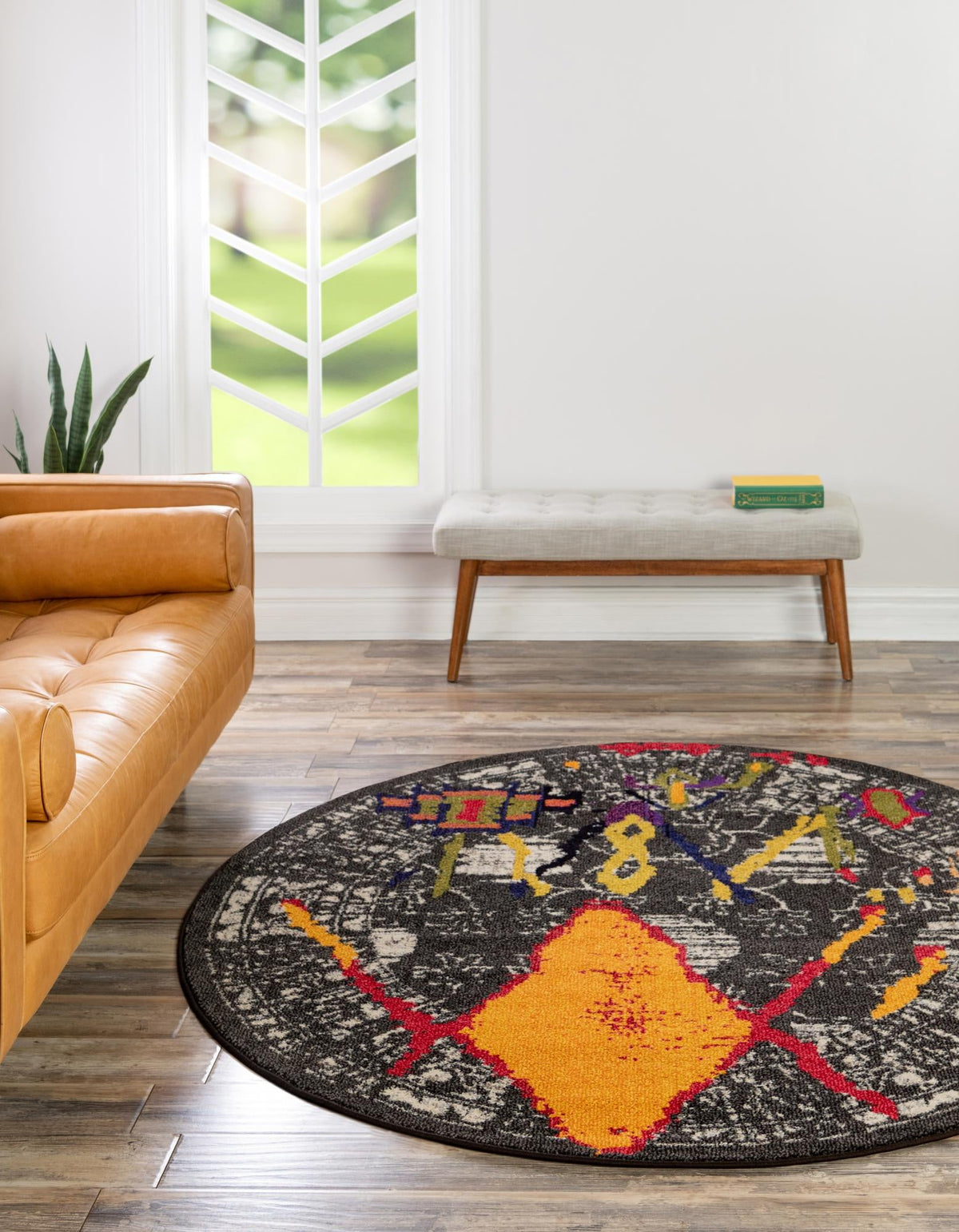 Sedona Vista Collection Area Rug -  Adobe Round Brown  lifestyle 15