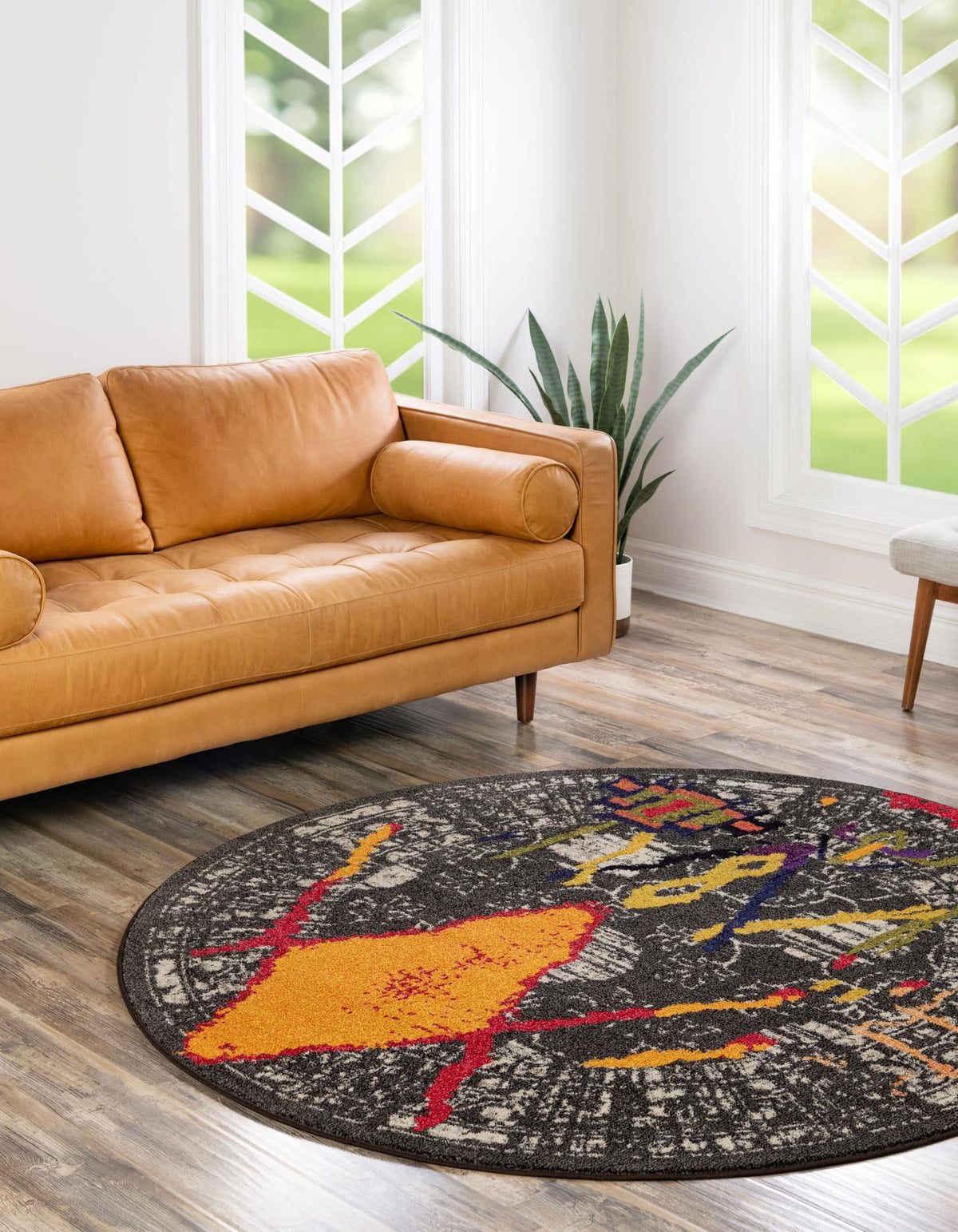 Sedona Vista Collection Area Rug -  Adobe Round Brown  lifestyle 18