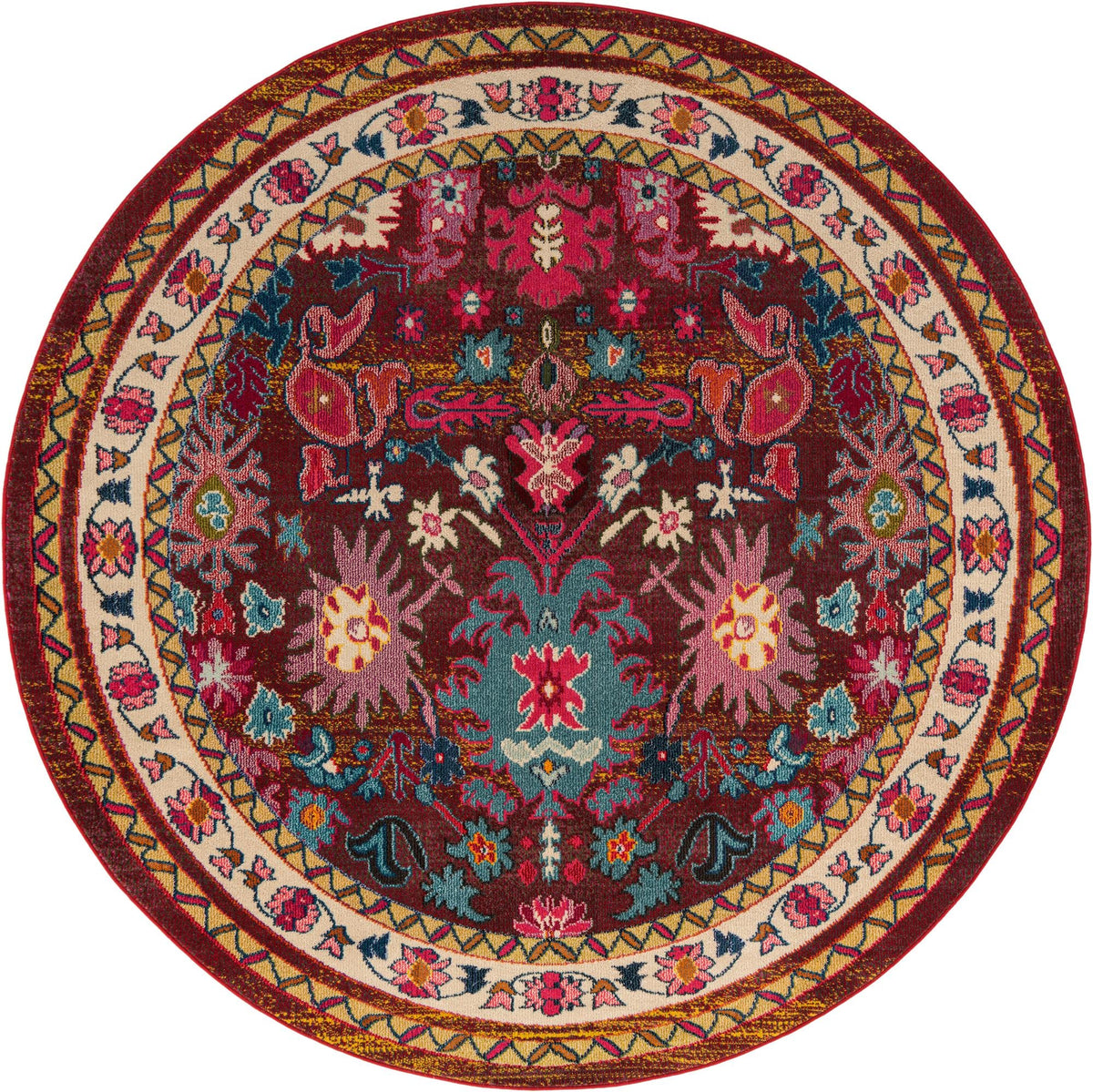 Chateau Elegance Collection Area Rug - Versailles Round Multi  lifestyle 19