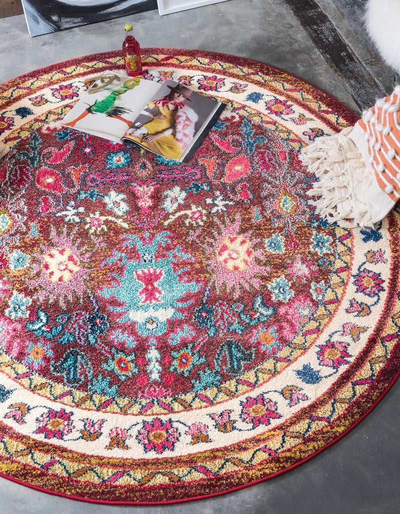 Chateau Elegance Collection Area Rug - Versailles Round Multi  lifestyle 23