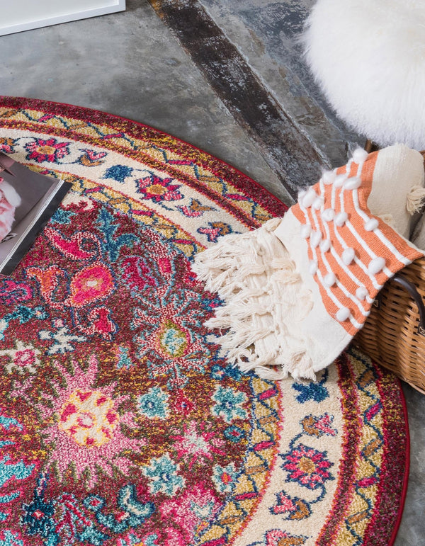 Chateau Elegance Collection Area Rug - Versailles Round Multi  lifestyle 27