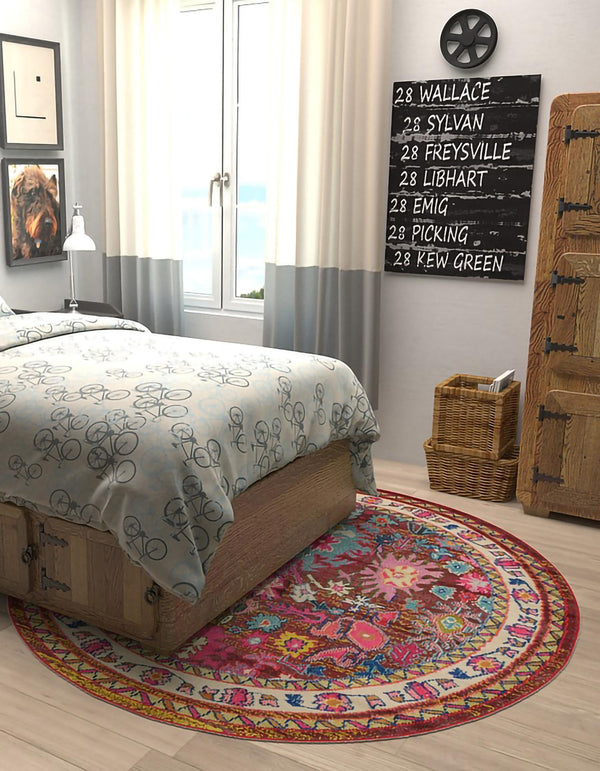 Chateau Elegance Collection Area Rug - Versailles Round Multi  lifestyle 30