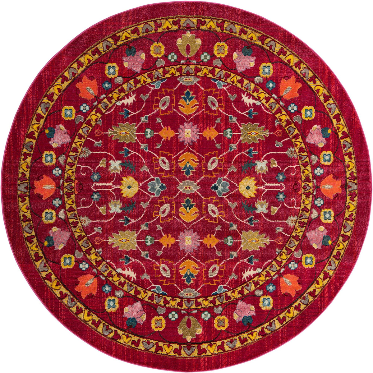 Chateau Elegance Collection Area Rug -  Luxembourg Round Pink  lifestyle 41