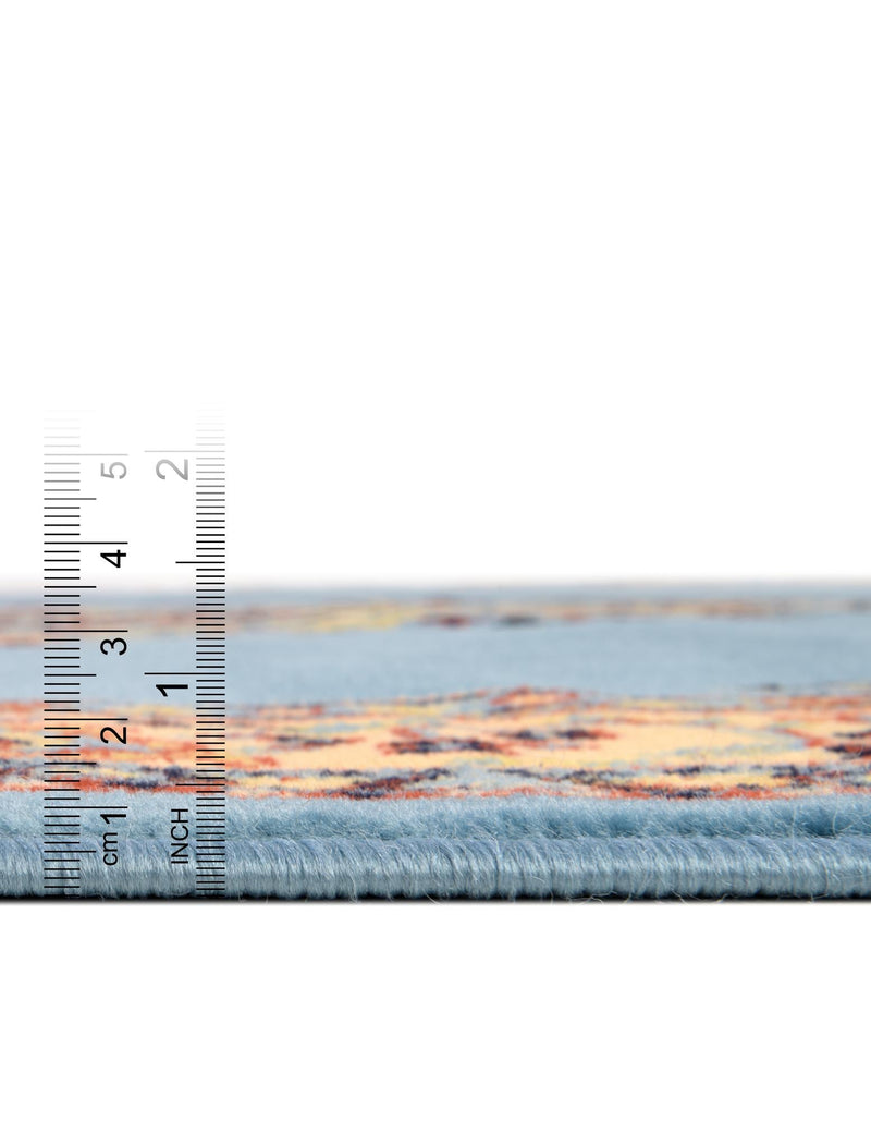 Tabriz Tapestry Collection Area Rug - Azerbaijan (Light Blue) Round Light Blue  lifestyle 32