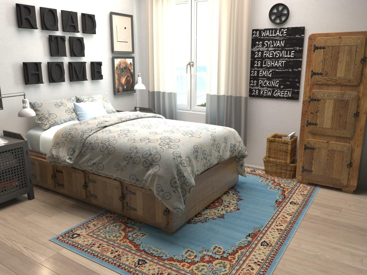 Tabriz Tapestry Collection Area Rug - Azerbaijan (Light Blue) Rectangle Light Blue  lifestyle 3
