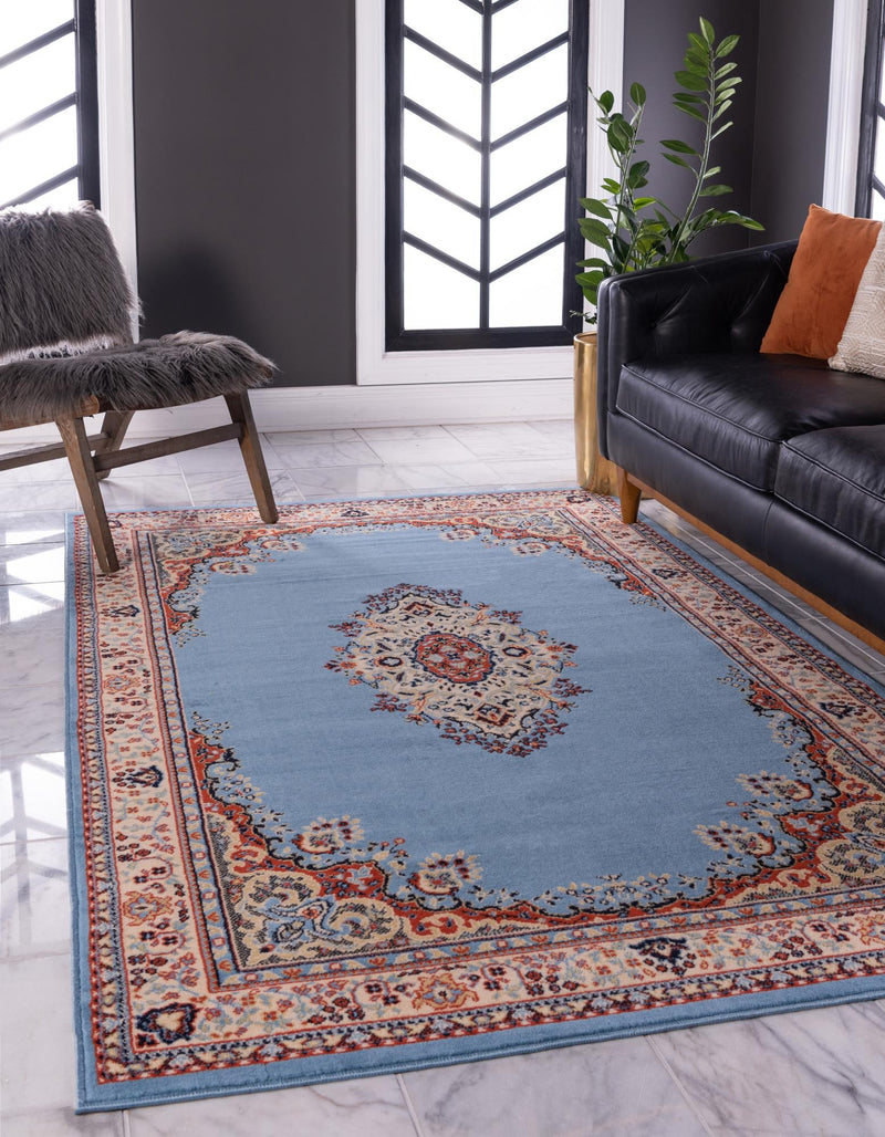 Tabriz Tapestry Collection Area Rug - Azerbaijan (Light Blue) Rectangle Light Blue  lifestyle 2