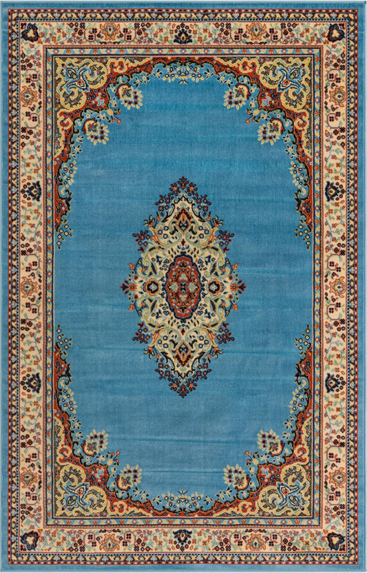 Tabriz Tapestry Collection Area Rug - Azerbaijan (Light Blue) Rectangle Light Blue Main