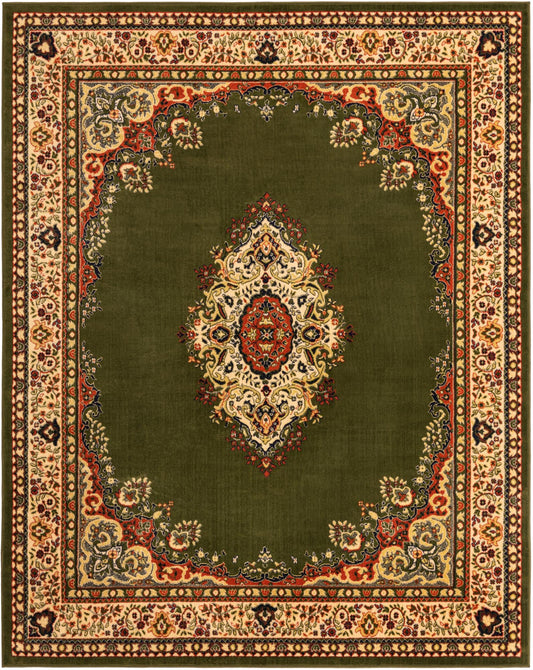 Tabriz Tapestry Collection Area Rug - Azerbaijan (Green) Rectangle Green Main