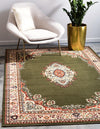 Tabriz Tapestry Collection Area Rug - Azerbaijan (Green) Rectangle Green  lifestyle 2